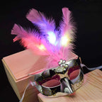 LED Feather Masquerade Mask – Glowing Venice Carnival Cosplay Costume