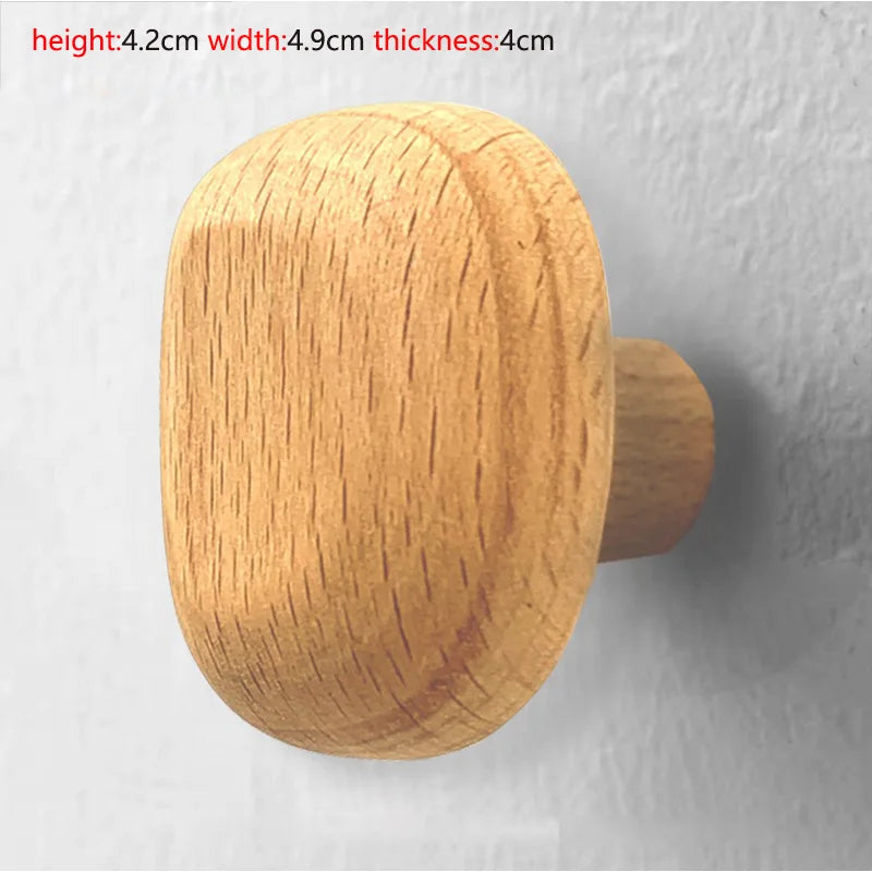 Natural Wooden Wall Hooks – Minimalist Coat and Hat Hanger for Entryway