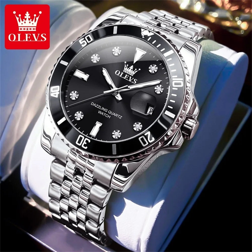Stainless Steel Quartz Watch – Luminous Calendar Wristwatch for Business Men