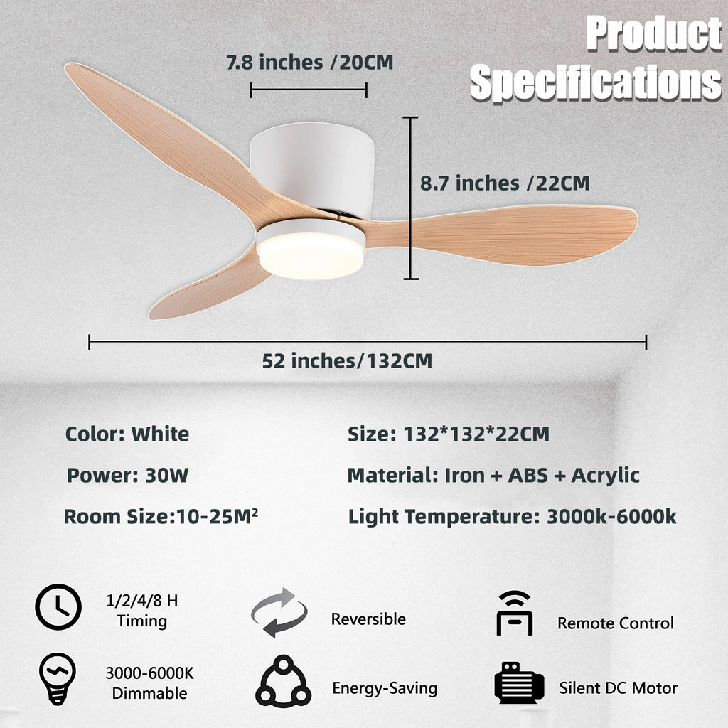 Modern LED Ceiling Fan – 42 52 Inch DC Motor for Nordic Home Lighting