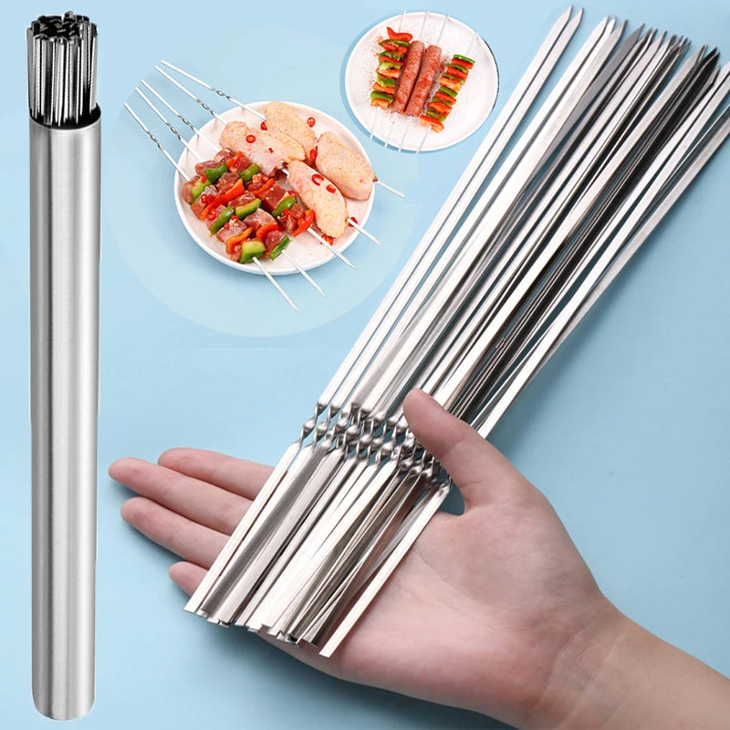 Stainless Steel Barbecue Skewers – Reusable Metal Kebabs for Outdoor Cooking