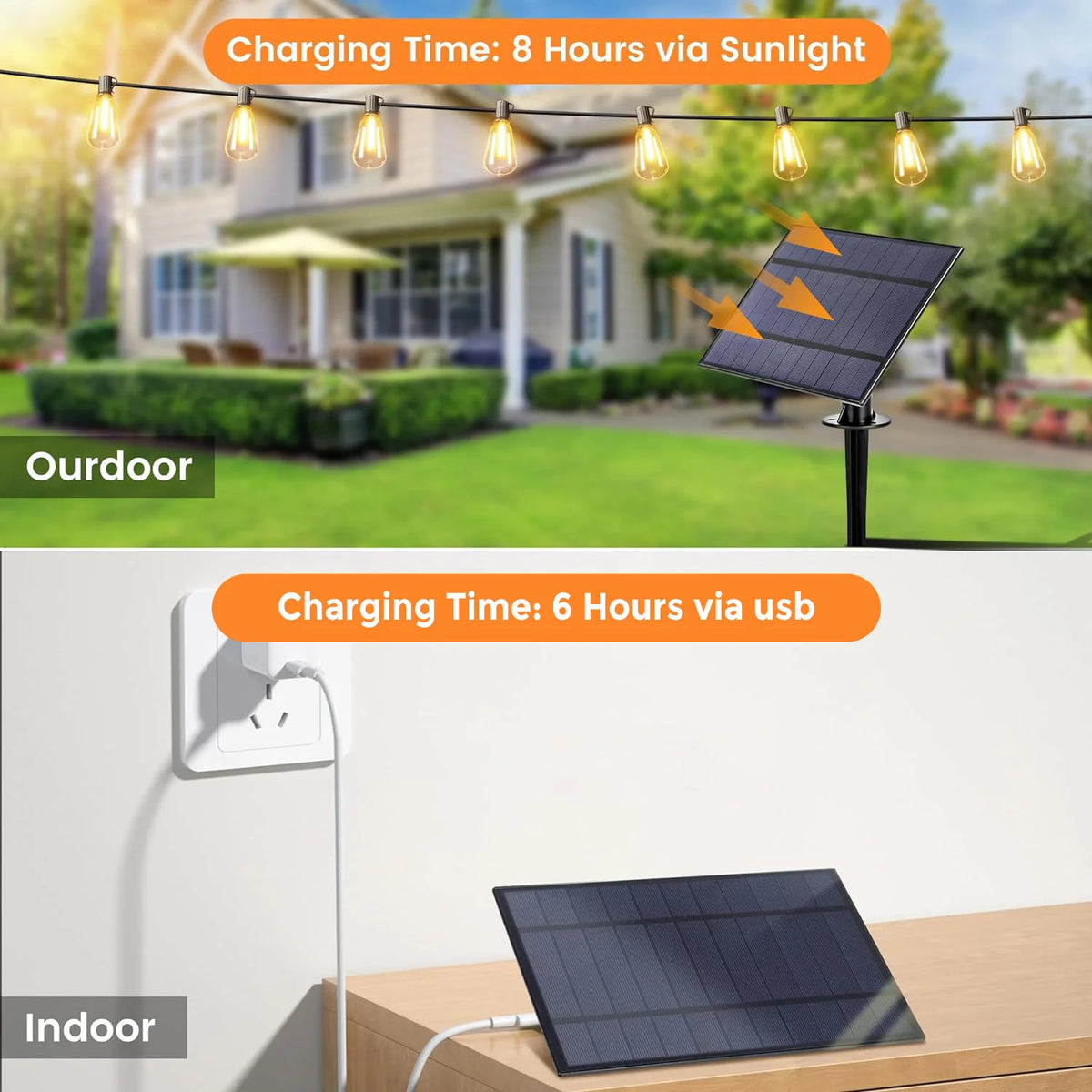 G40 Solar LED String Lights – Weatherproof Shatterproof Decor for Patio