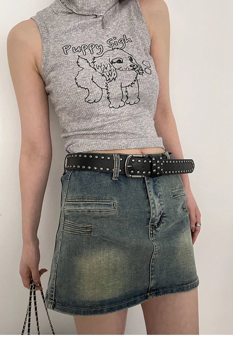 Rivet Studded Leather Belt – Fashion Waist Accessory for Women