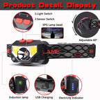 Rechargeable LED Headlamp – Motion Sensor Flashlight for Outdoor Camping