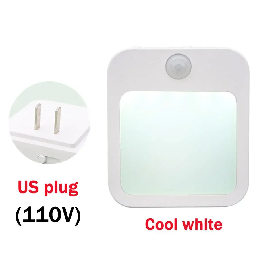 Motion Sensor LED Night Light – Dimmable EU Plug for Bedroom and Corridor