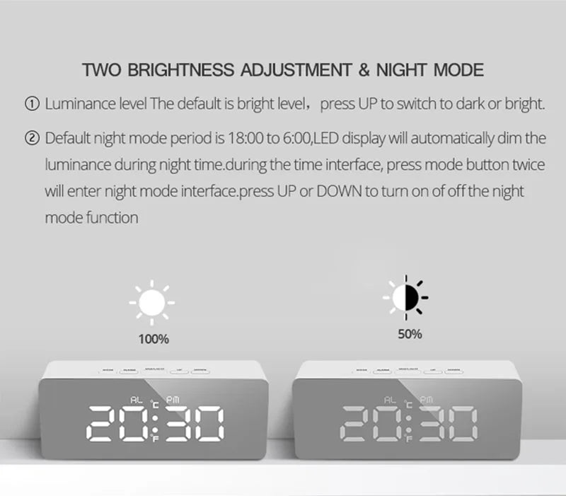 LED Digital Desktop Alarm Clock – Temperature Display for Home and Office