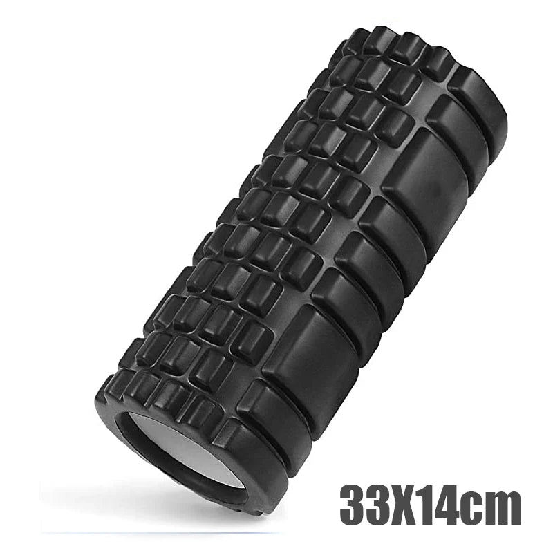 33cm Foam Yoga Massage Roller – Textured Grid Muscle Recovery for Gym Training