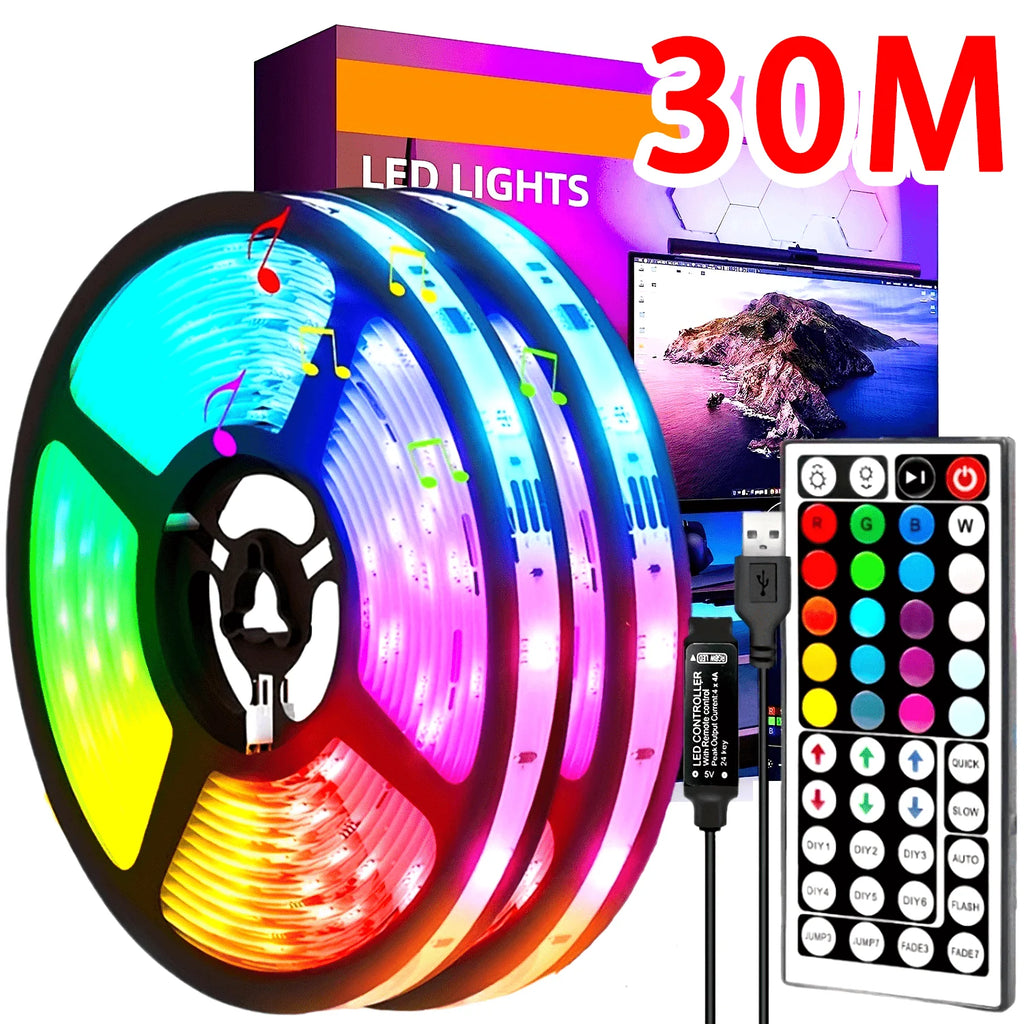 Bluetooth LED Strip Lights – RGB Color Changing Tape for TV Bedroom Lighting