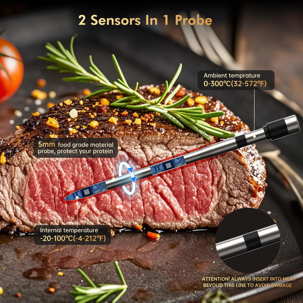 Wireless Meat Thermometer – Bluetooth Digital Probe for BBQ Smoker and Oven