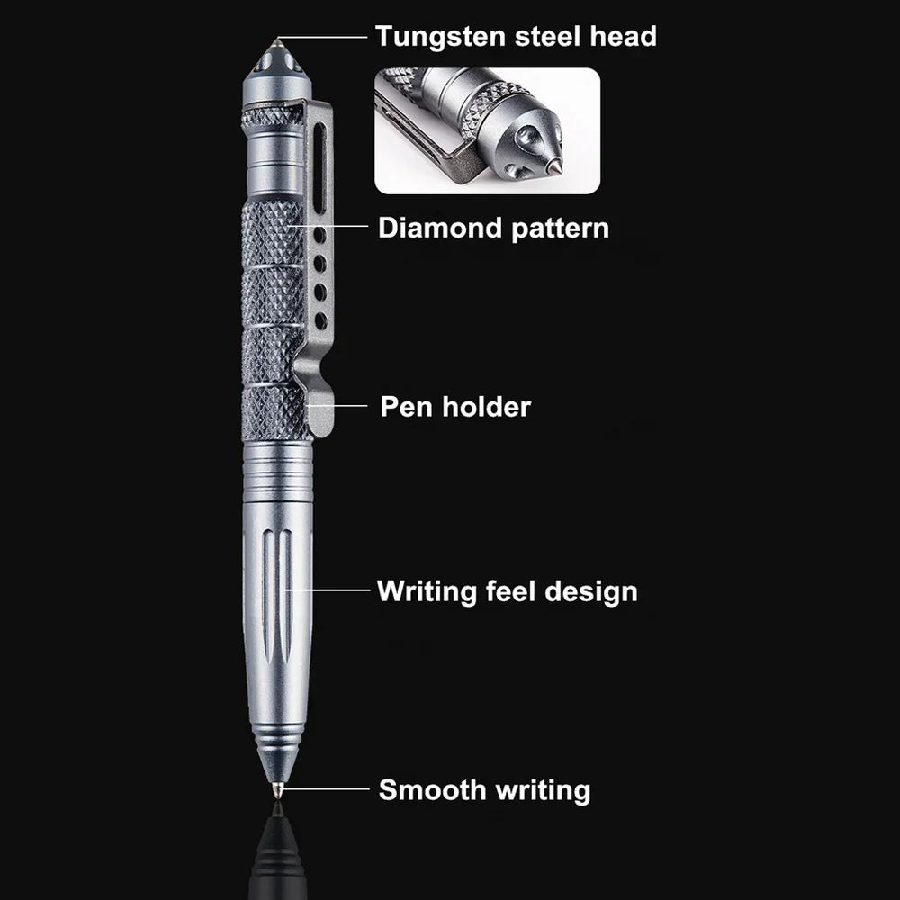 Tactical Aluminum Pen – Multifunction Glass Breaker for Survival Camping