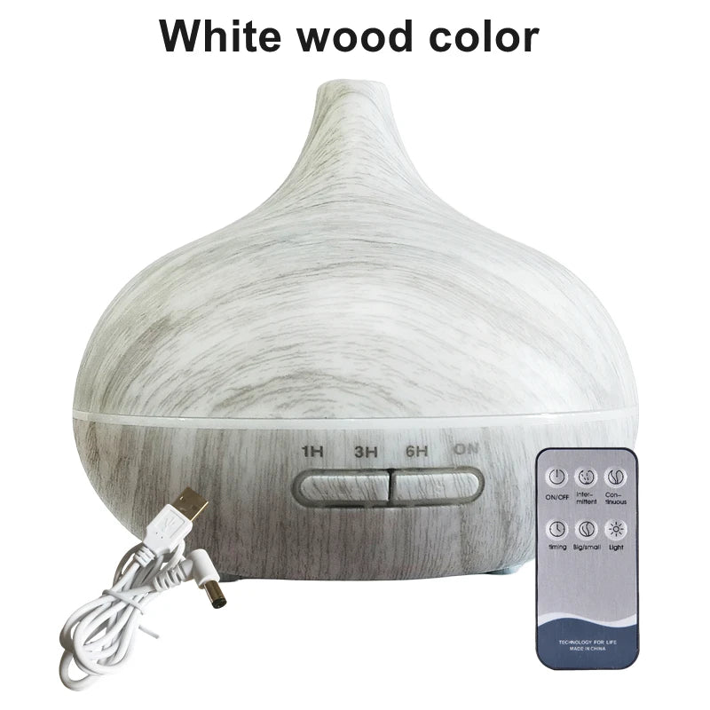 Wood Grain Aroma Diffuser – 550ml USB Humidifier for Home Relaxation