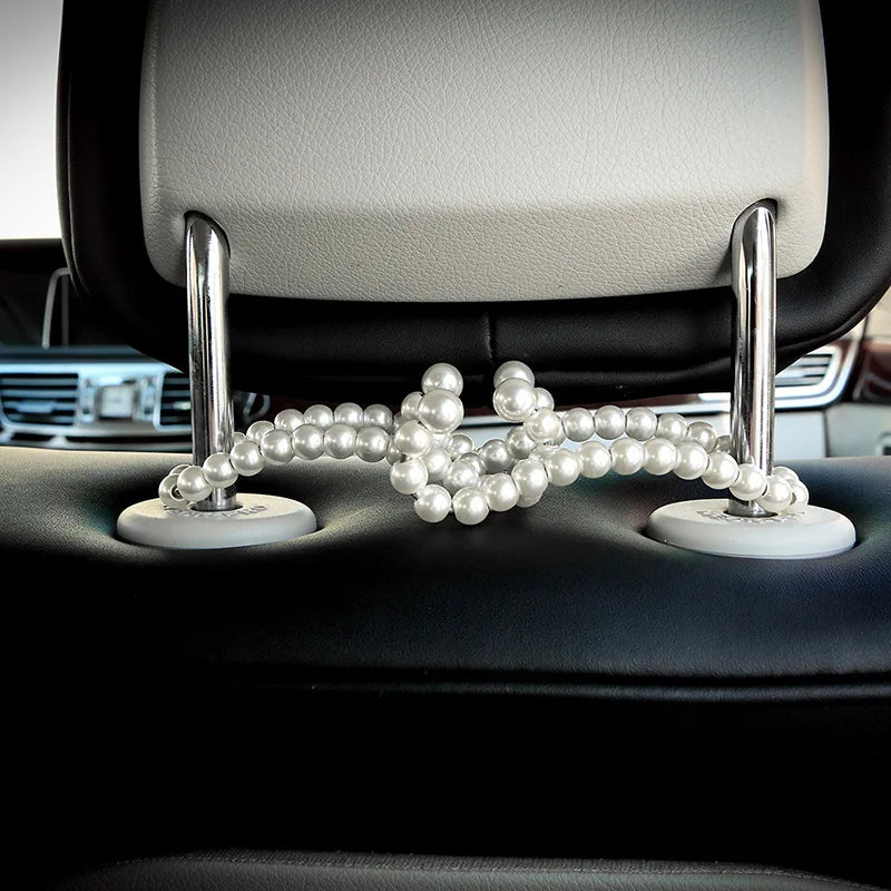 Pearl Car Headrest Hooks – Stainless Steel Hanger for Auto Seat Organization