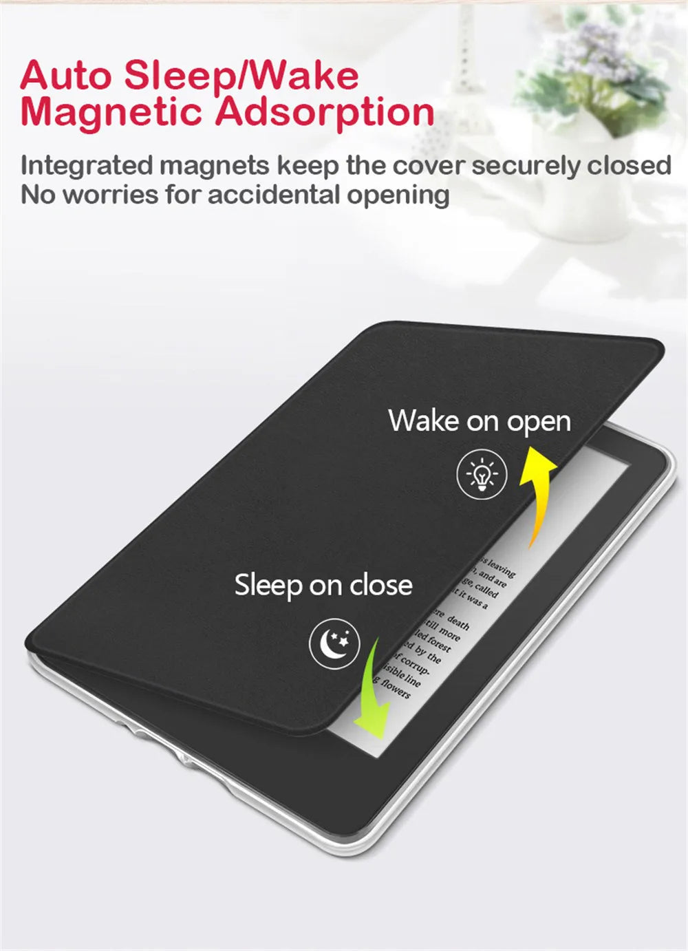 Magnetic Acrylic Case – Protective Cover for Kindle Paperwhite 6-7 Inch