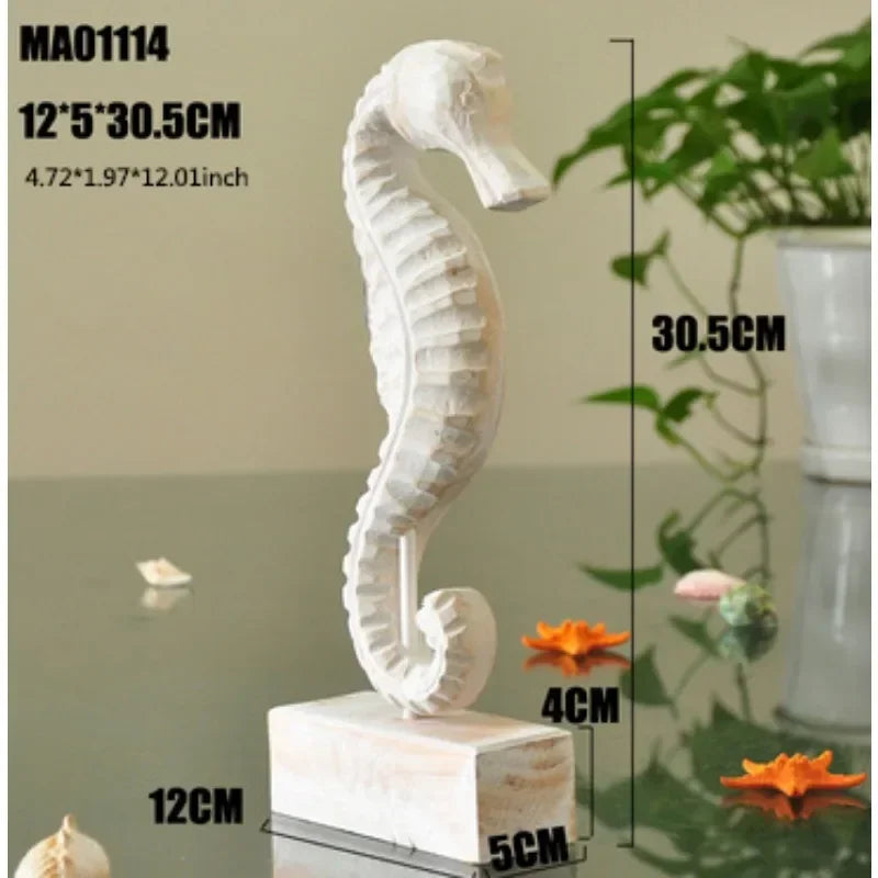 Wooden Marine Ornament Set – Nautical Starfish Decor for Coastal Home Living