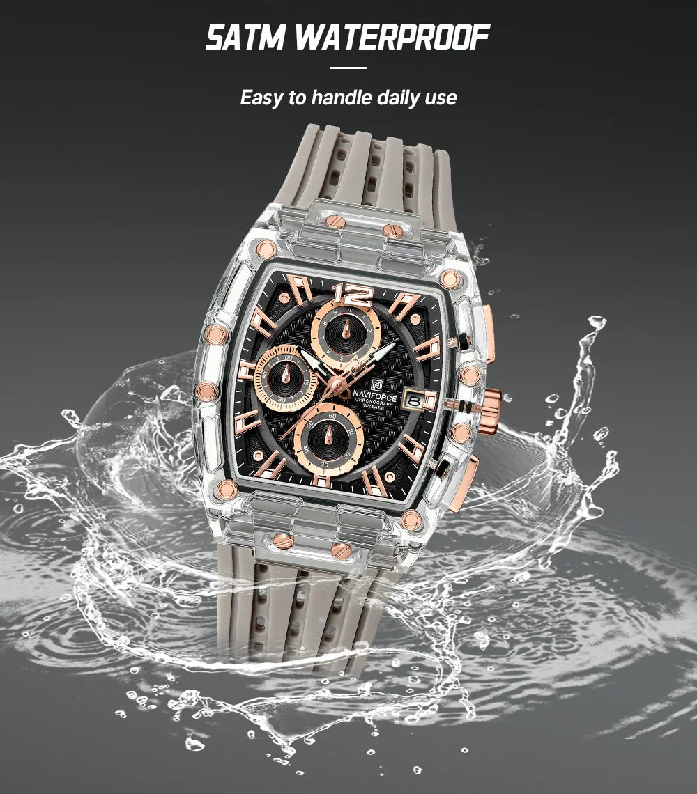 NAVIFORCE Silicone Chronograph Watch – Waterproof Sport Accessory for Men