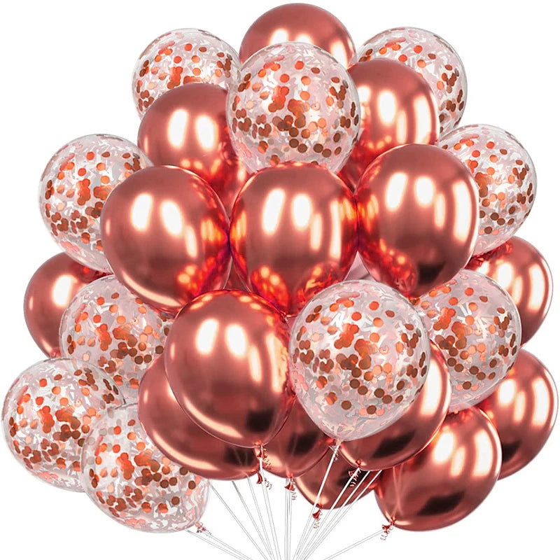12-Inch Round Metallic Confetti Balloons – Latex Party Decor for Anniversaries