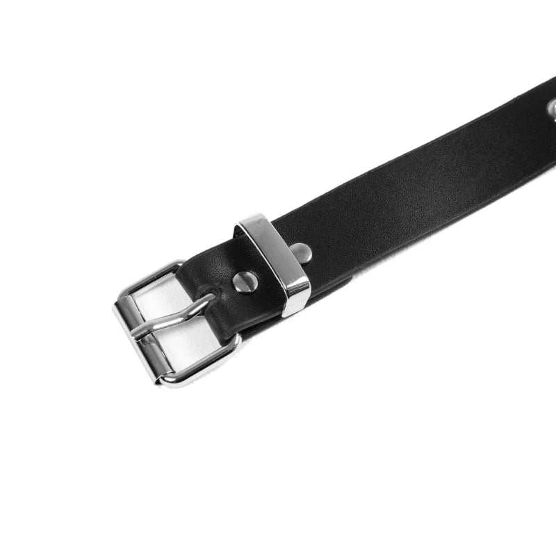 Wide Strap Leather Bracelet – Adjustable Punk Cuff for Gothic Cosplay