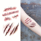 Realistic Fake Scar Tattoos – Bloody Wound Decals for Halloween Makeup
