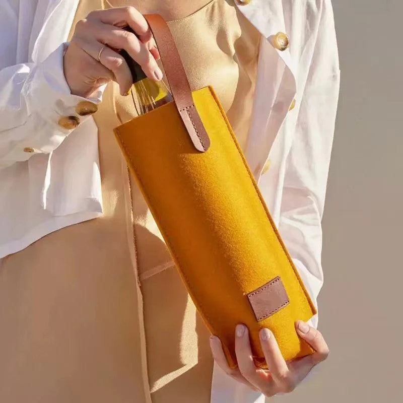 Felt Single Wine Bottle Tote – Padded Insulated Carrier for Gift Giving