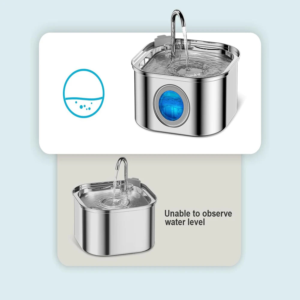 Stainless Steel Pet Water Fountain – 3.2L Automatic Dispenser for Cats and Dogs