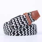 Woven Elastic Canvas Belt – Stretch Braided Buckle Strap for Casual Jeans