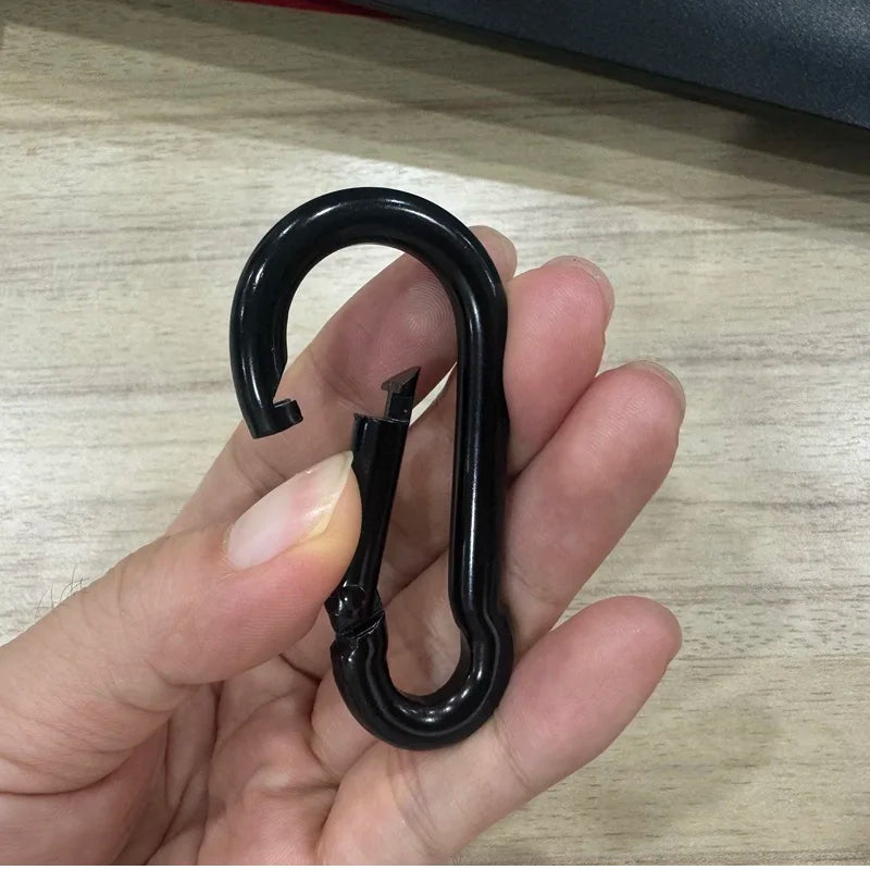 Iron Carabiner Snap Hooks – Heavy Duty Black Hardware for Outdoor Camping