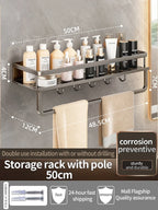 Aluminum Bathroom Shelf – Wall Mounted Storage Rack for Kitchen and Shower