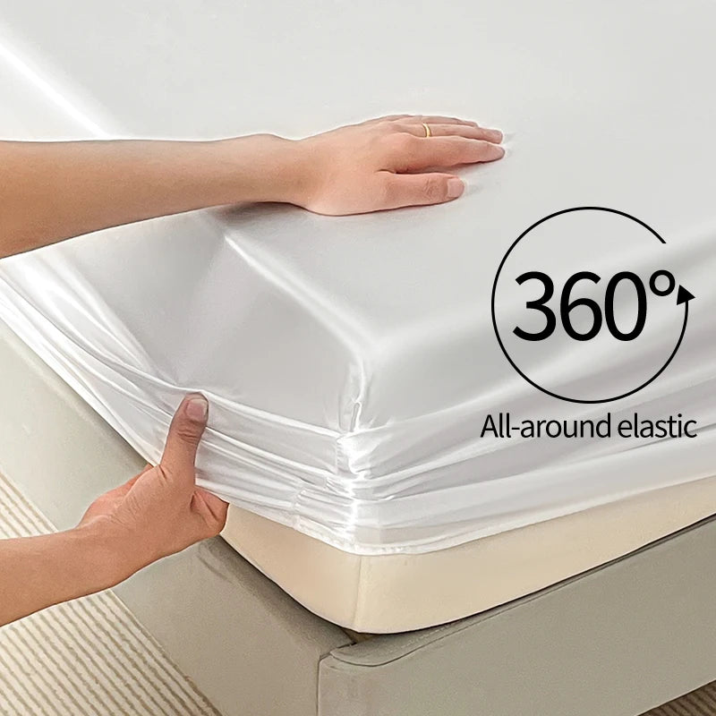 Satin Elastic Fitted Sheet – Soft Solid Mattress Cover for All Bed Sizes
