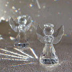 Clear Crystal Angel Statue – Decorative Glass Figurine for Home Decor Gift