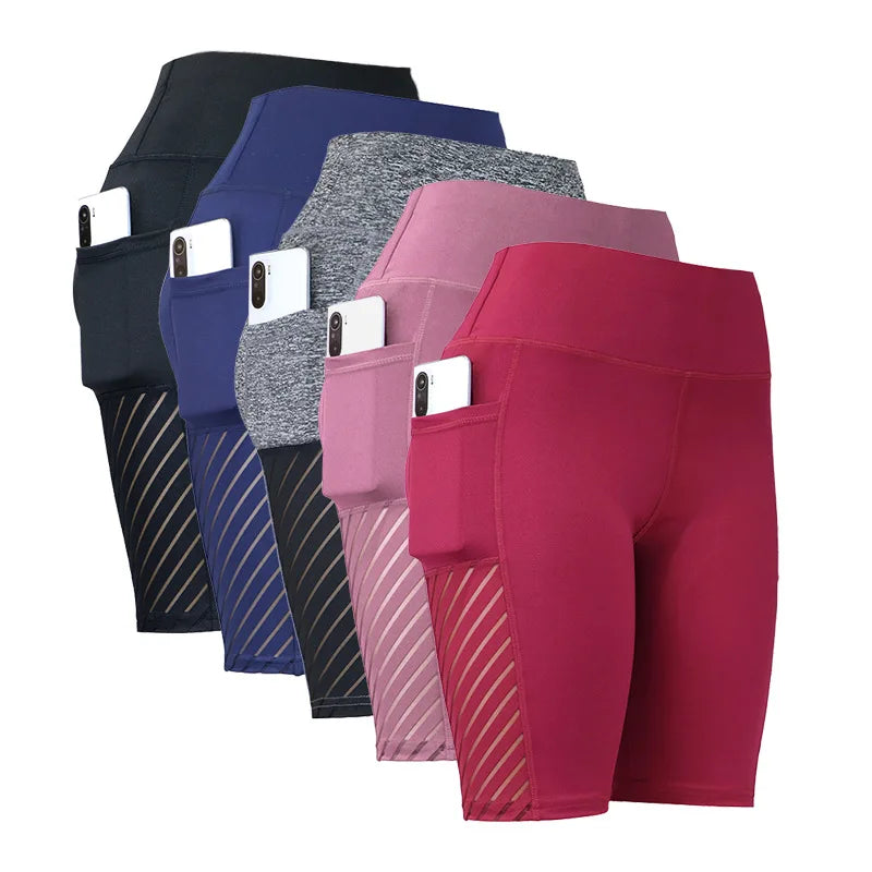 High Waist Yoga Shorts – Quick Dry Knee Length Pants for Gym Fitness