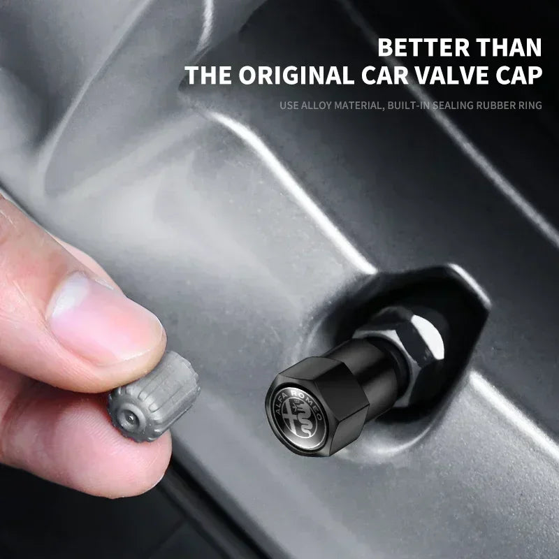 Metal Car Tire Valve Stem Caps – Automotive Accessory for Alfa Romeo Models