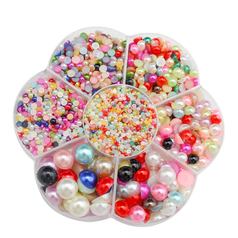 Half Round Flatback Pearl Beads – Assorted Sizes for DIY Jewelry and Nail Art