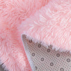 Plush Gray Area Rug – Fluffy Anti-Slip Velvet Carpet for Living Room Decor