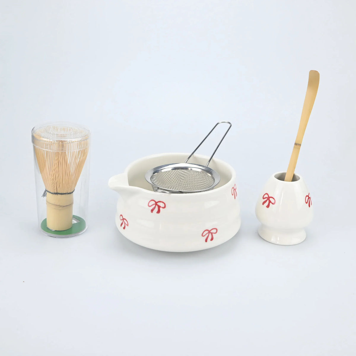 Matcha Whisk Set – Ceramic Bow Tea Bowl for Traditional Japanese Tea Ceremony