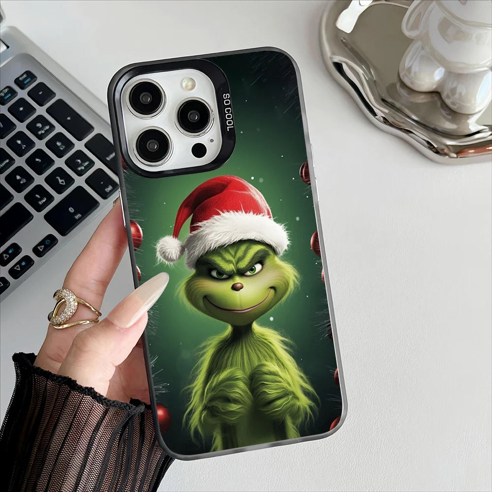 Grinch Christmas Phone Case – Plated Protective Cover for iPhone 11-16 Pro
