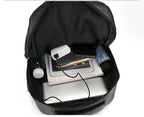 PU Leather USB Charging Laptop Backpack – Large Travel Bag for Men and Students