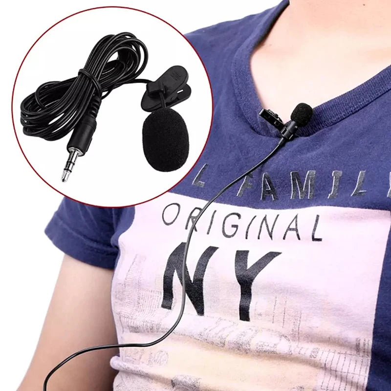 Portable Lavalier Lapel Microphone – 1.5m Wired Mic for Phone and Laptop