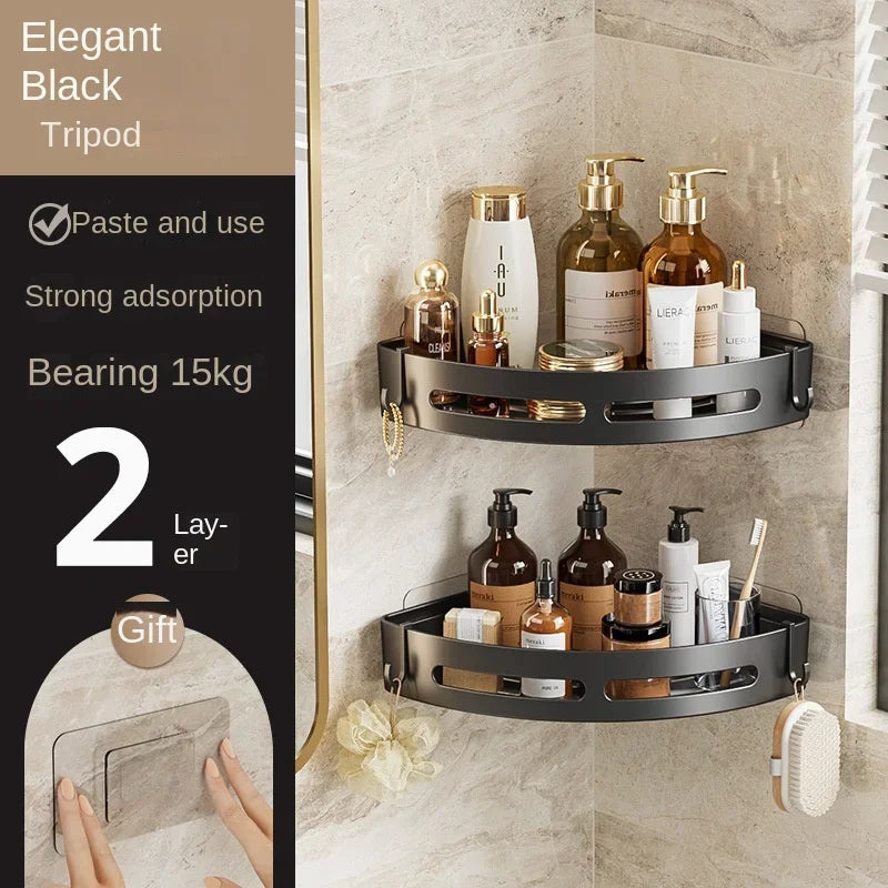 Adhesive Shower Shelf – Waterproof Bathroom Organizer for Shampoo and Towels