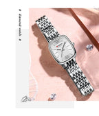 Gold Stainless Steel Quartz Watch – Elegant Square Dial for Business Fashion