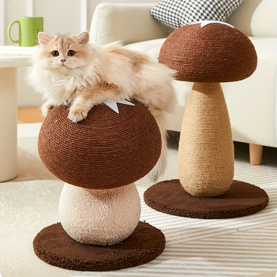 Mushroom Sisal Cat Scratcher – Durable Climbing Post for Indoor Play