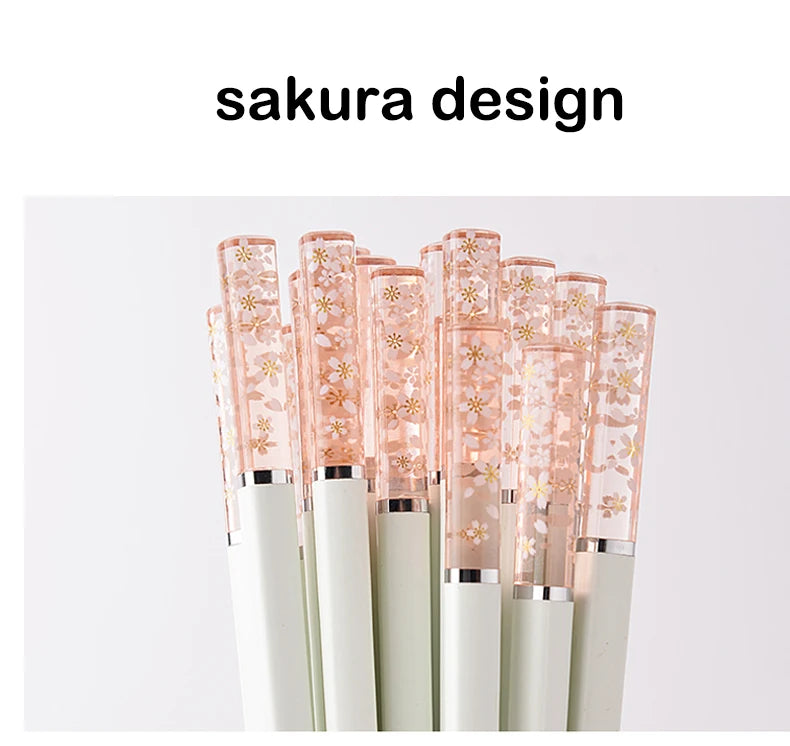 Sakura Japanese Chopsticks – Pink Cherry Blossom Reusable Tableware for Sushi