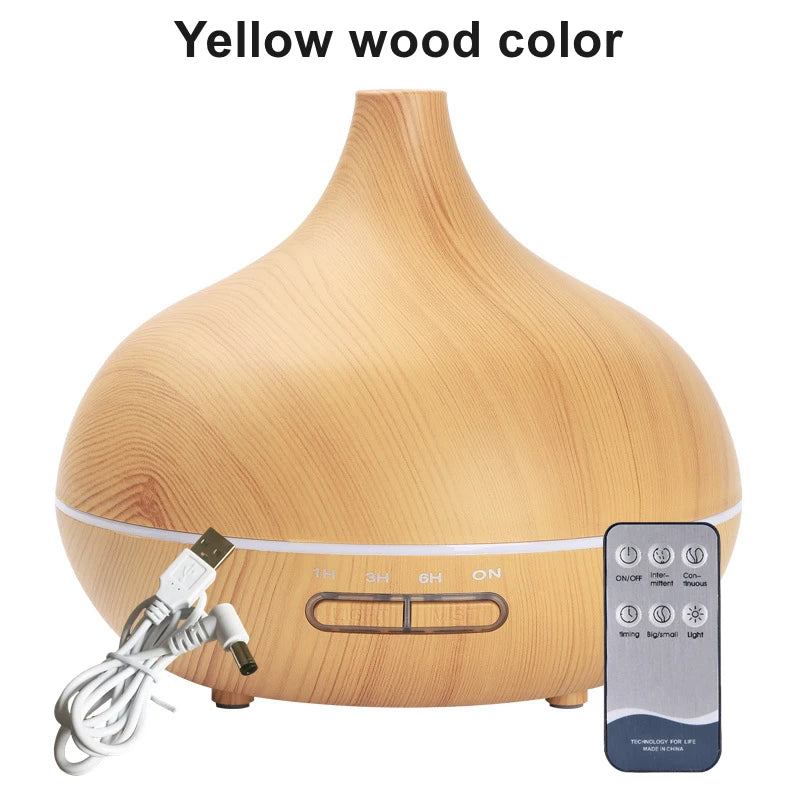 Wood Grain Aroma Diffuser – 550ml USB Humidifier for Home Relaxation