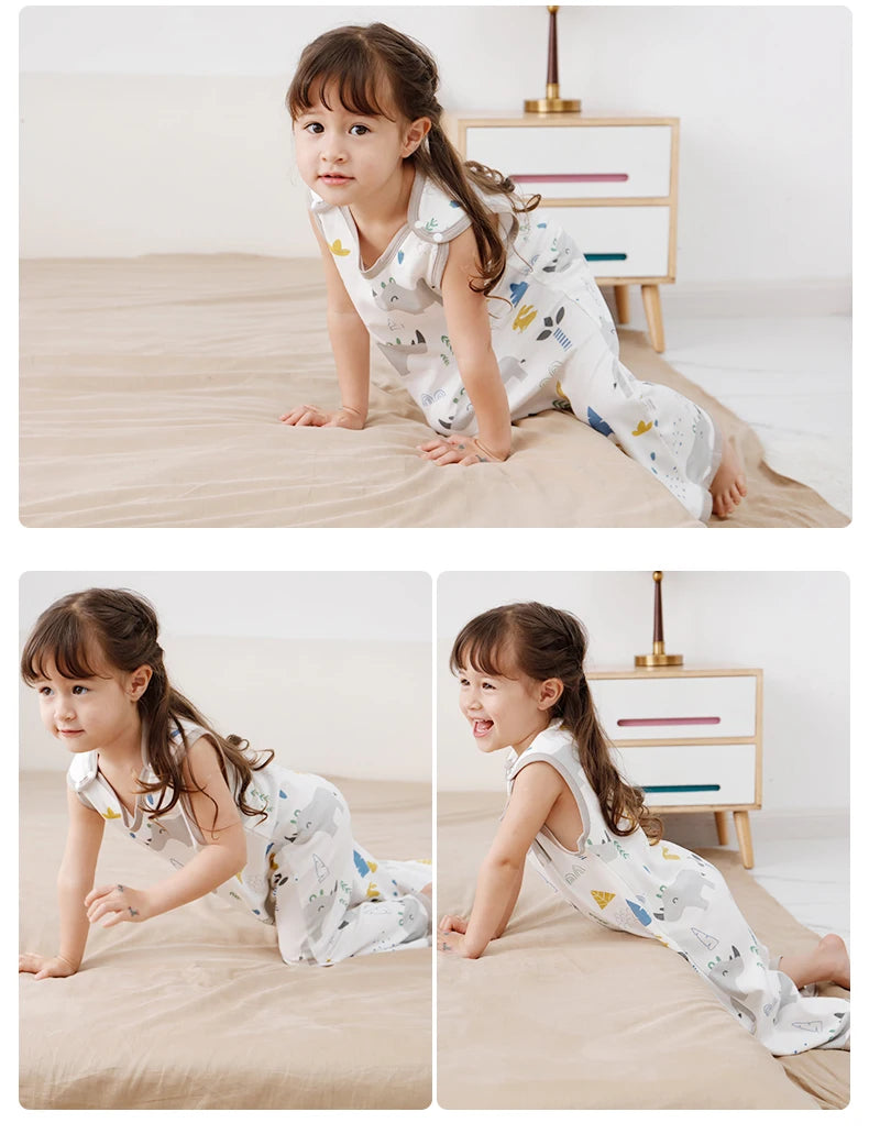 0.5 TOG Baby Sleeping Bag – Cartoon Print Cotton Sleeveless Sleep Sack for Summer