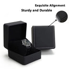 Black PU Leather Watch Box – Single Display Case with Pillow for Men
