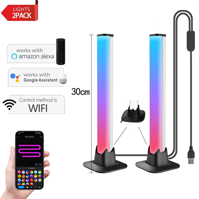 RGB LED Light Bar – Music Rhythm Sensing Desktop Lamp for Gaming Decor