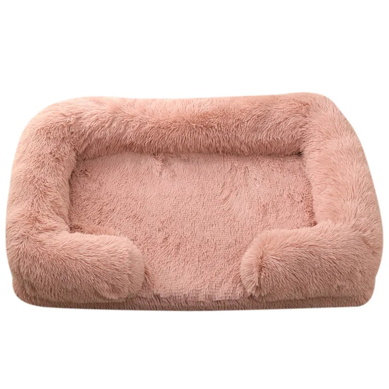 Plush Rectangular Dog Bed – Washable Fluffy Pet Cushion for Small to Large Dogs
