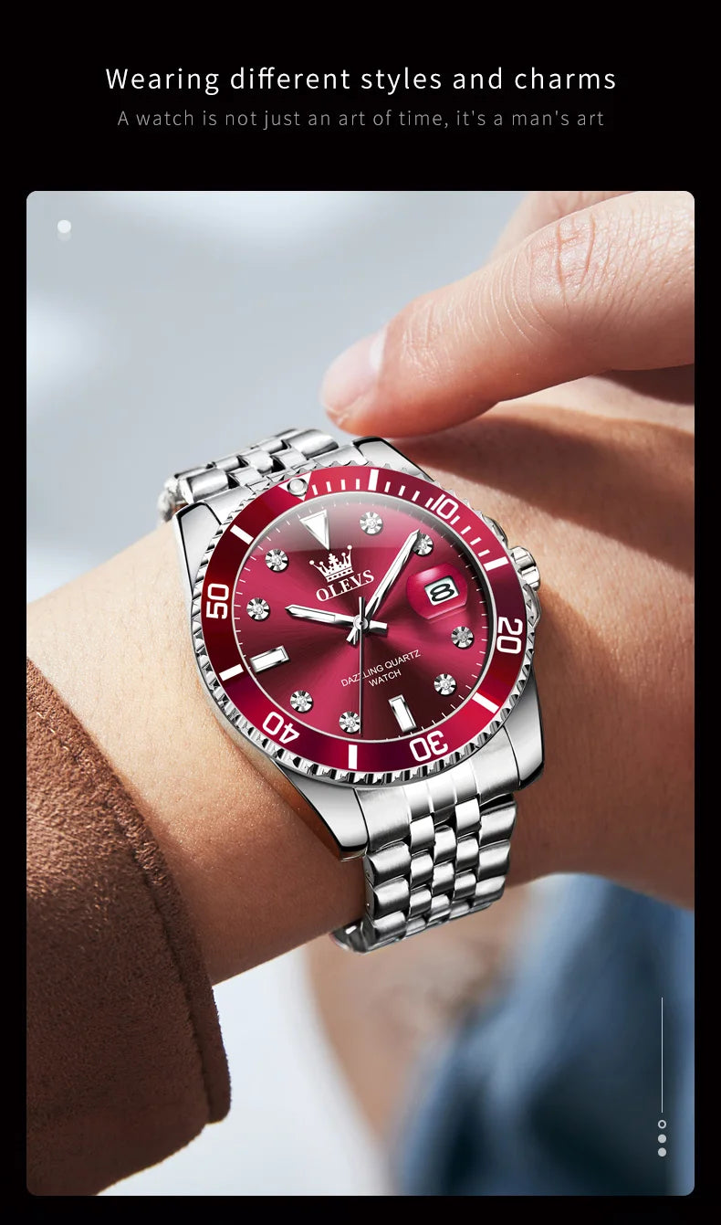 Stainless Steel Quartz Watch – Luminous Calendar Wristwatch for Business Men