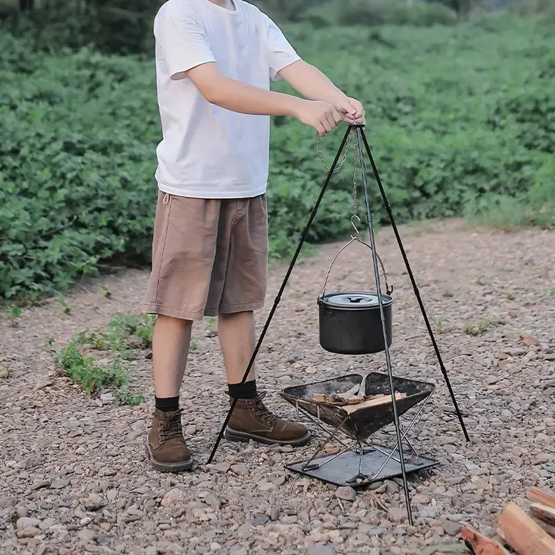 Adjustable Campfire Tripod – Stable Hanging Pot Stand for Outdoor Cooking