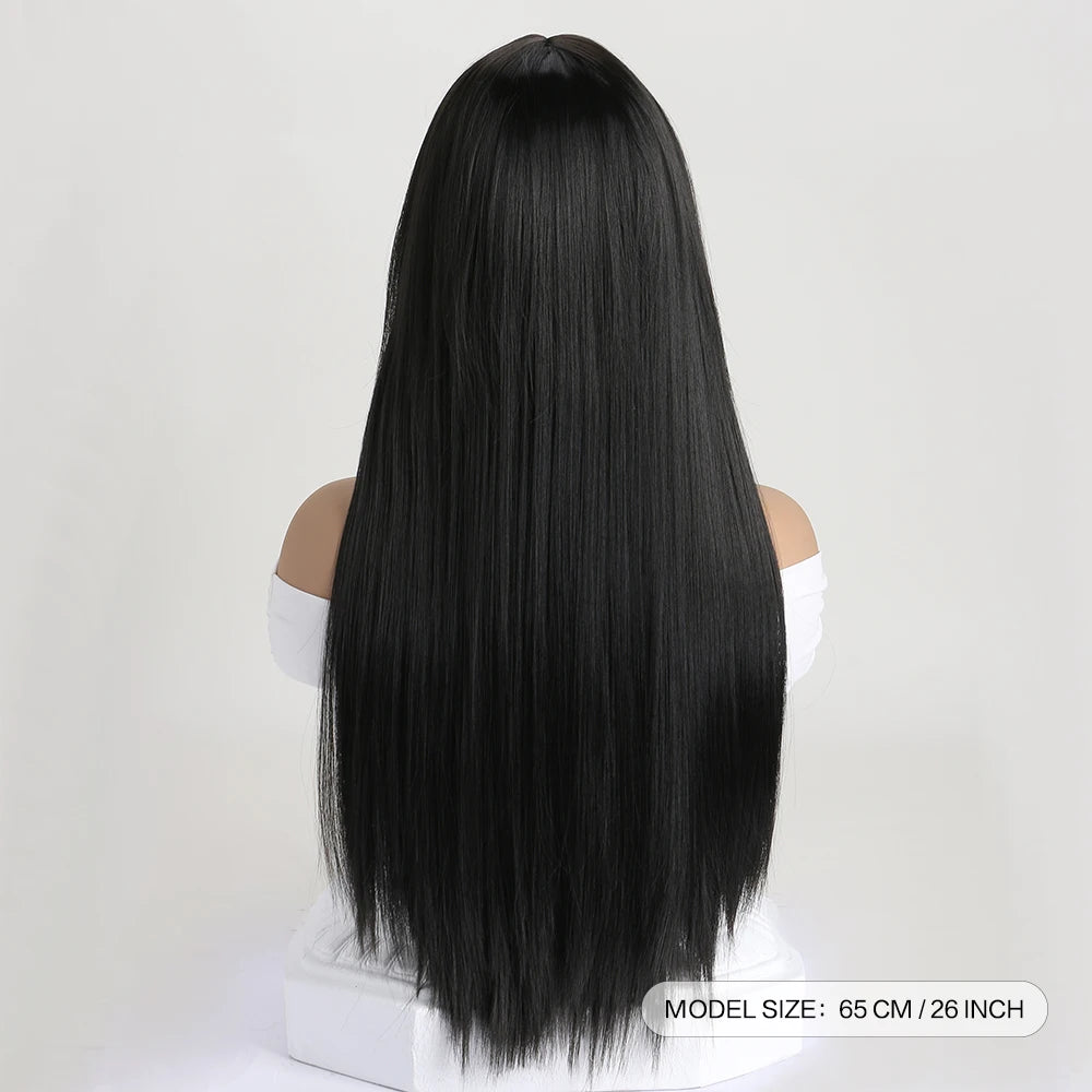 Long Straight Synthetic Wig – 26-Inch Colored Hair for Cosplay Halloween