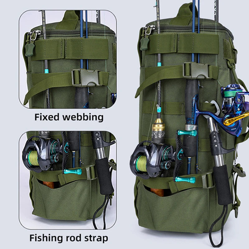 Tactical Fishing Tackle Backpack – Large Storage for Outdoor Hiking Travel